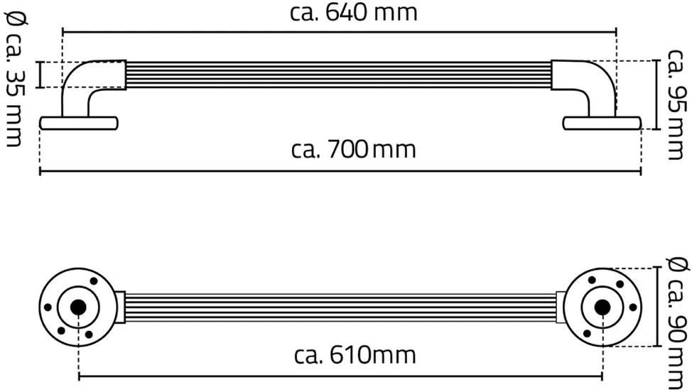 RIDDER Rokturis atbalstam Max 60cm, juodas