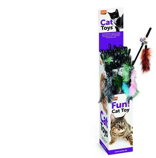 Žaislas katei Karlie FISHING ROD FEATER, įvairių spalvų