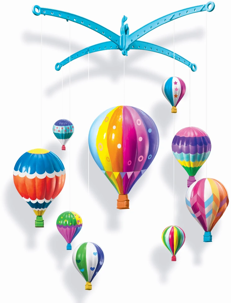 Žaislinis dažymo rinkinys, karuselė 4M KidzMaker Paint Your Own Hot Air Balloons, įvairių spalvų