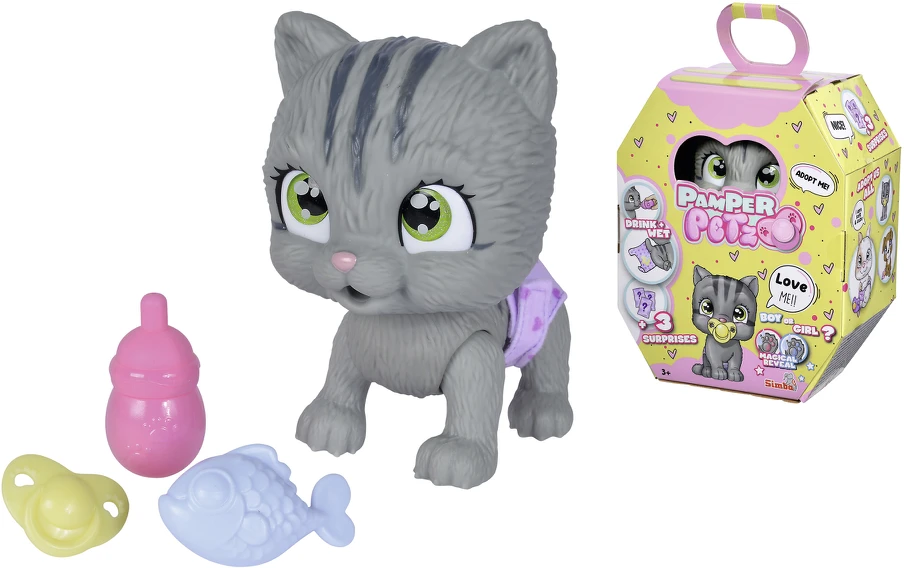 Rotaļu dzīvnieks Simba Pamper Petz Cat 105953051, 15 cm, angļu, daudzkrāsaina