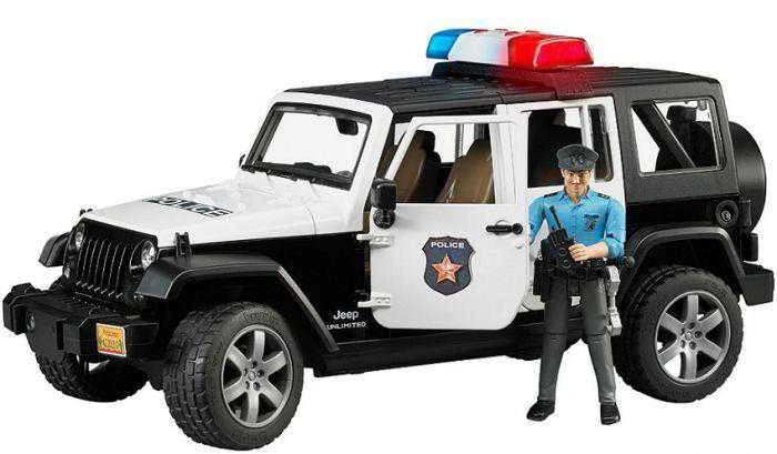 BRUDER policijos džipas Wrangler, su policininku ir priedais, 2526