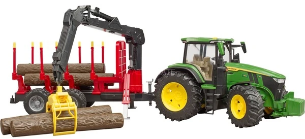 Rotaļu traktori ar piederumiem Bruder John Deere 7R 350 With Forest Trailer BR-03154, 1:16, daudzkrāsaina