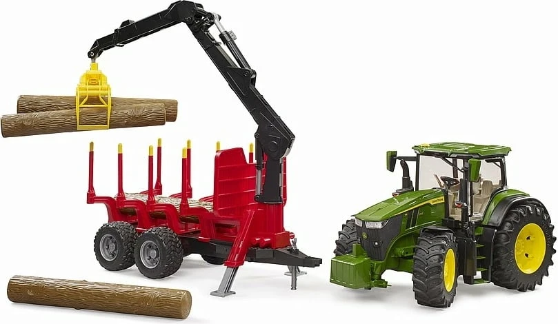 Rotaļu traktori ar piederumiem Bruder John Deere 7R 350 With Forest Trailer BR-03154, 1:16, daudzkrāsaina