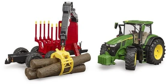 Rotaļu traktori ar piederumiem Bruder John Deere 7R 350 With Forest Trailer BR-03154, 1:16, daudzkrāsaina
