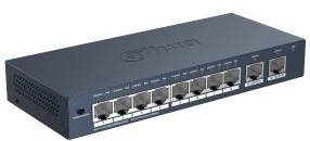 Šakotuvas Dahua Technology PoE S3010-8GT-90 network switch Unmanaged Gigabit Ethernet (10/100/1000) Power over Ethernet (PoE) Desktop/Wall-Mounting Bl