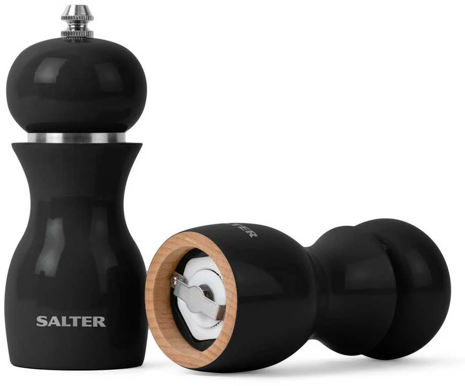 Salter 7613 BKXRA blizgūs druskos ir pipirų malūnėliai, juodi