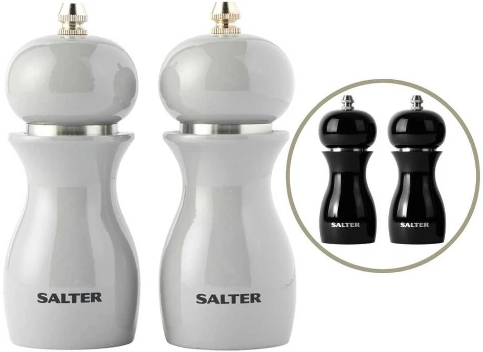 Salter 7613 BKXRA blizgūs druskos ir pipirų malūnėliai, juodi