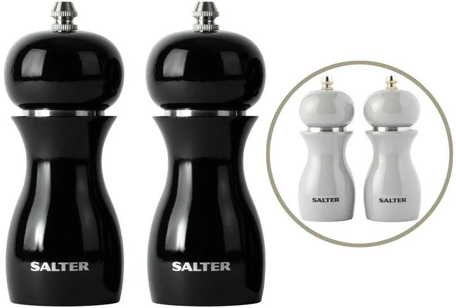 Salter 7613 BKXRA blizgūs druskos ir pipirų malūnėliai, juodi