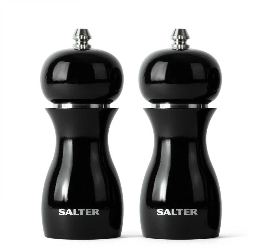 Salter 7613 BKXRA blizgūs druskos ir pipirų malūnėliai, juodi
