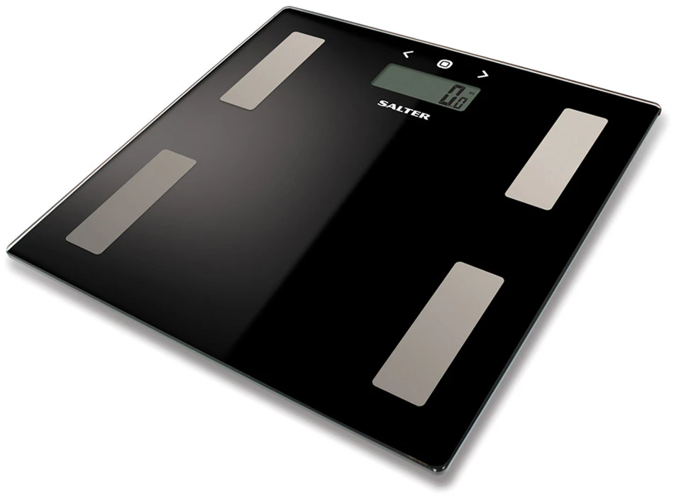 Salter 9150 BFEU12 Glass Analyser Bathroom Scales, Juodas