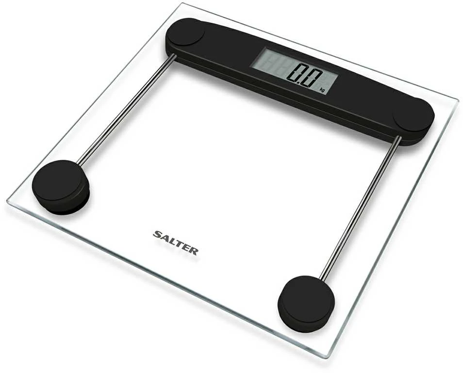 Virtuvinės svarstyklės Salter 9208 BK3R kompaktiškos stiklinės elektroninės vonios svarstyklės
