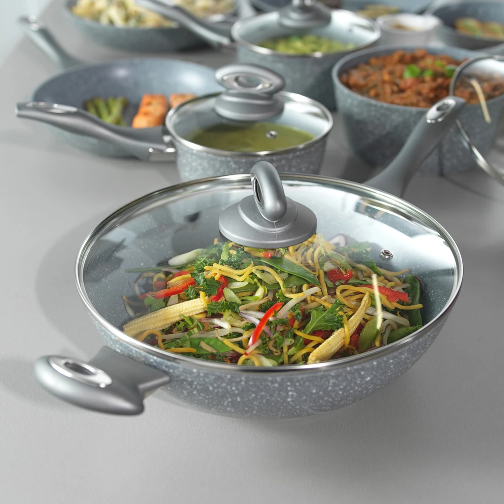 Salter BW02772G2MOR Marblestone Wok 28 cm, Pilkas