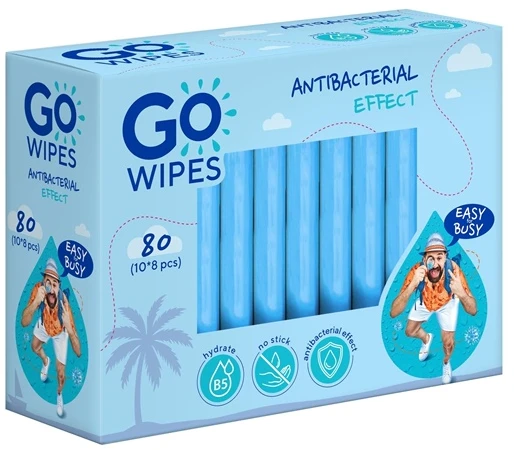 WET WIPES GOWIPES ANTIBAC DPANTH 8X10PCS