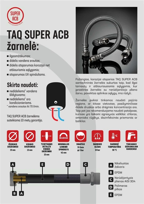 Lanksčioji žarna Tucai S.A. SUPER ACB, I1/2-V1/2, 60 cm