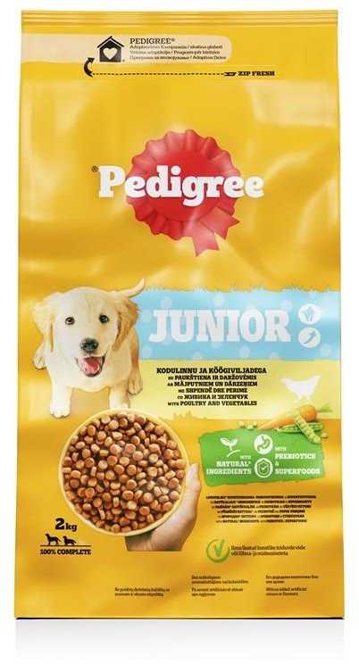 Sausas šunų maistas Pedigree Junior, daržovės/paukštiena, 2kg