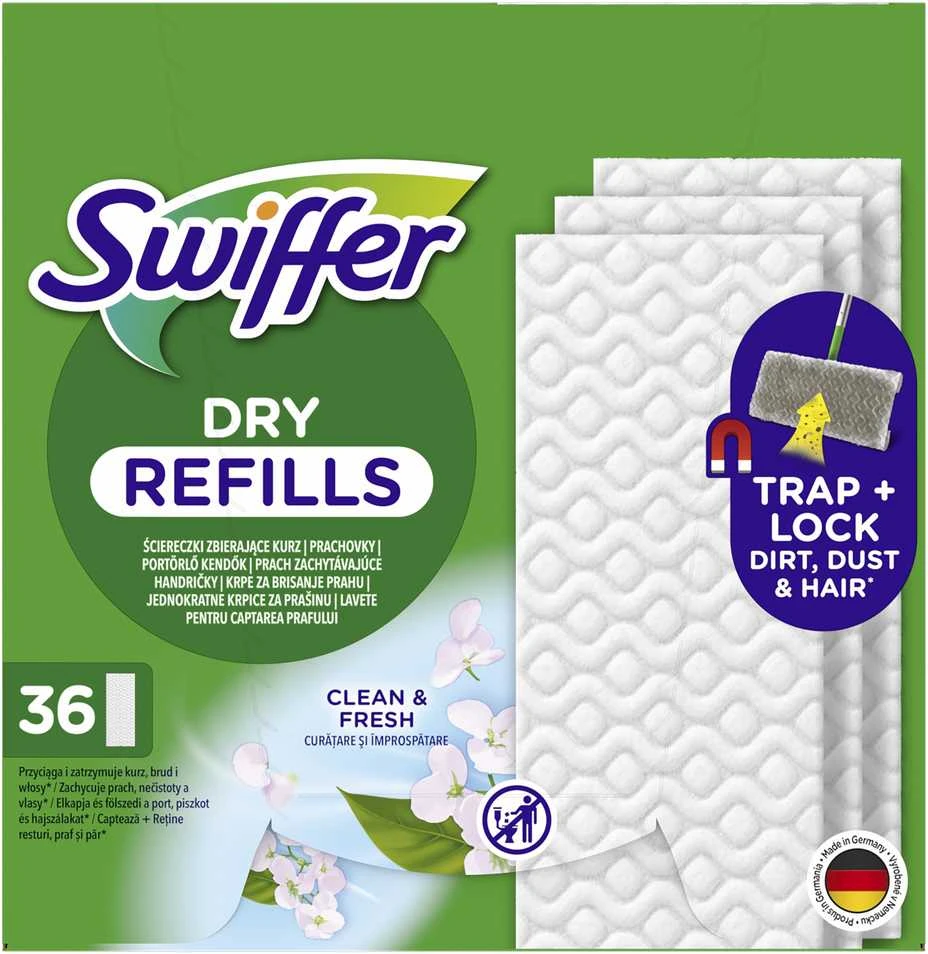 Sausų grindų šluosčių papildymas Swiffer, įvairioms grindims, 36 vnt.