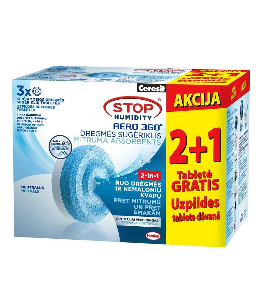 Sausintuvas Drėgmės rinktuvo tabletės Ceresit Aero Device Promo, 1350 g