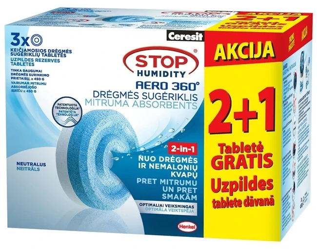 Sausintuvas Drėgmės rinktuvo tabletės Ceresit Aero Device Promo, 1350 g