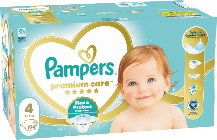 Sauskelnės Pampers Premium Care, 4 dydis, 8–14kg, 104 vnt.