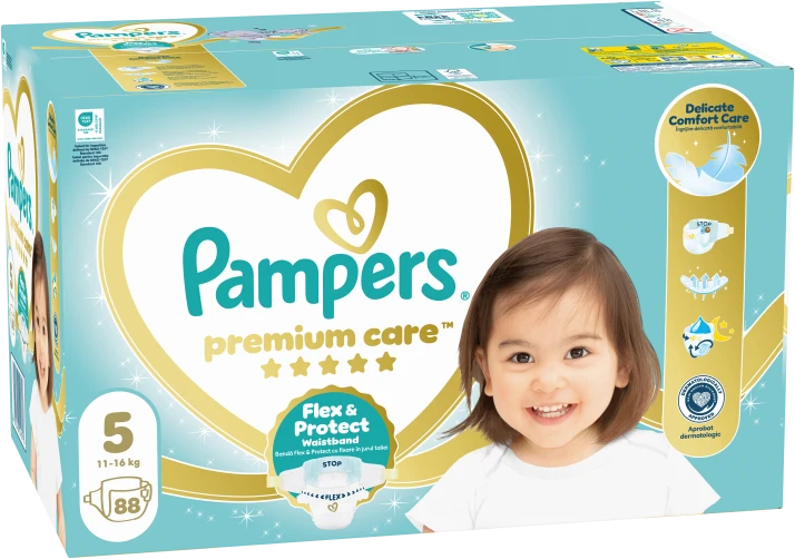 Sauskelnės Pampers Premium Care 5 Dydis, 11–18 Kg, 88 Vnt.