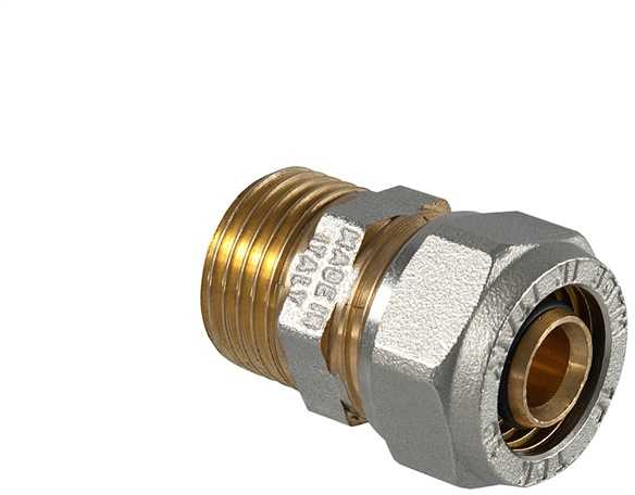 Užveržiamas antgalis TDM Brass 1030, 18mm x 1/2", žalvaris/nikelis