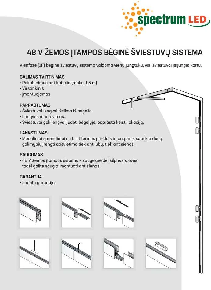 Lubinis šviestuvas „Jungtis Spectrum“ sistemos pavarų perjungiklis 48 V WLD+40019, 41 mm