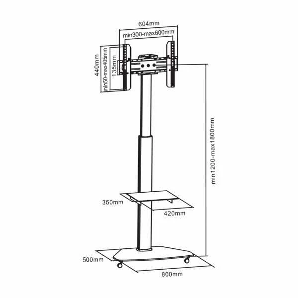 Laikiklis Sbox grindų plokščio ekrano LED televizoriaus stovas 37-70" 40kg FS-500