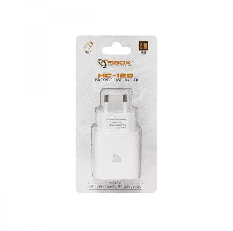 Sbox Technology Sbox HC-120 USB Type-C namų įkroviklis baltas