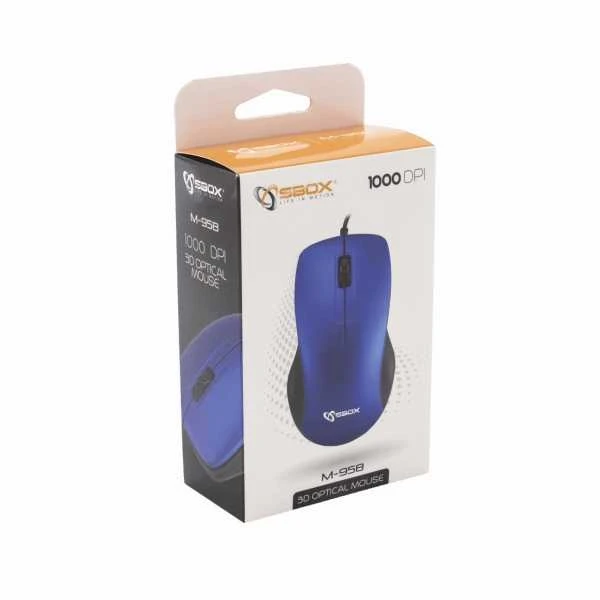 Sbox Technology SBOX Optinė pelė 1000dpi, 3D, Mėlyna (M-958BL)
