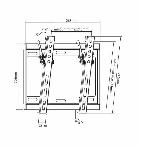 Sbox PLB-3422T pakreipiamas plokščio ekrano LED televizoriaus laikiklis 23"-43" 35kg