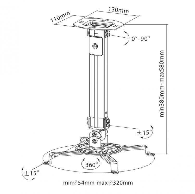 Sbox Technology SBOX lubinis laikiklis for Projektorius, height adjustable, rotatable, load Capacity iki 13.5kg (PM-18S)