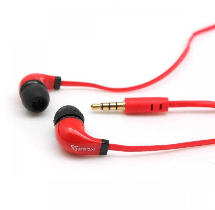 Sbox Technology Raudonos Sbox laidinės stereo ausinės su mikrofonu EP-038
