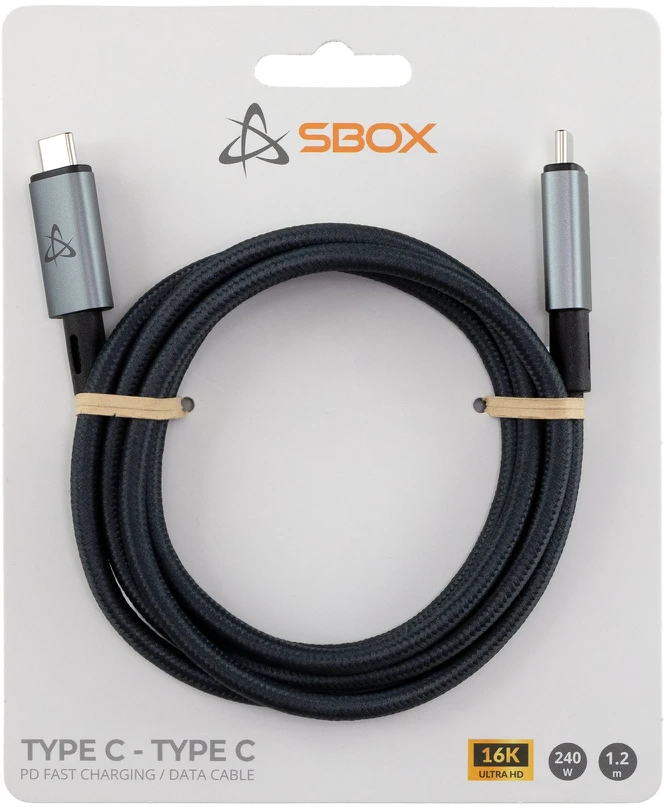 Sbox USB-C–USB-C laidas, 1,2 m, 240 W