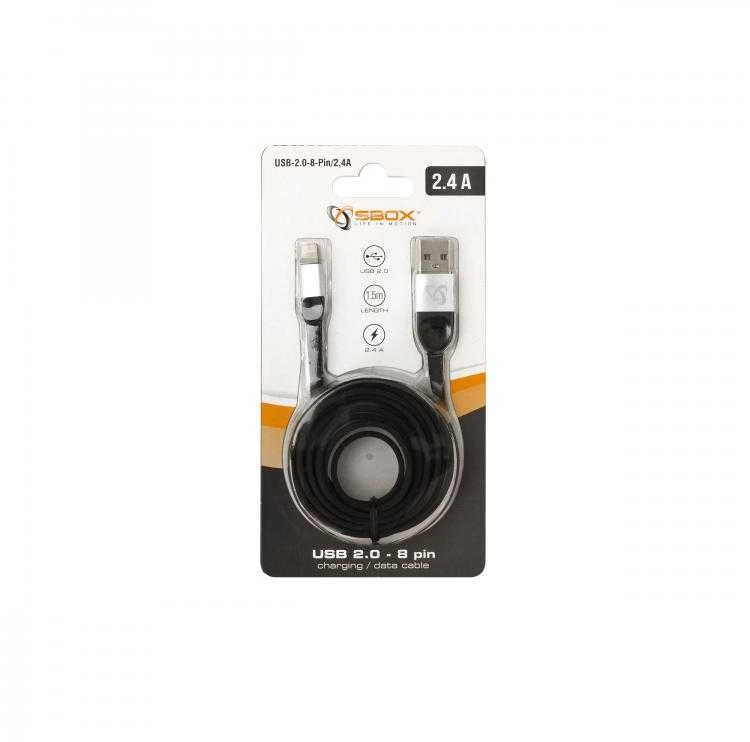 Sbox Technology Sbox USB 2.0-8-Pin/2.4A juodos spalvos/sidabro spalvos