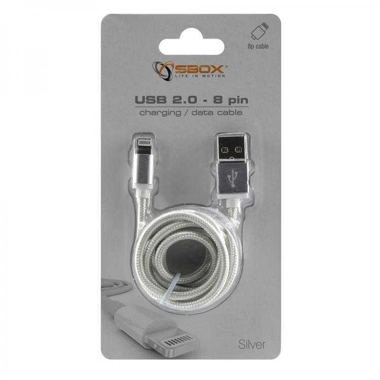 Sbox Technology Sbox USB 2.0 8 Pin IPH7-S sidabro spalvos