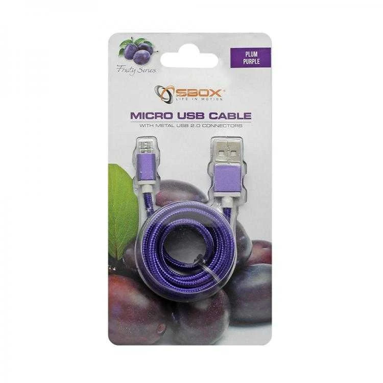 Sbox USB->Micro USB M/M 1m USB-10315U plum violertinės spalvos