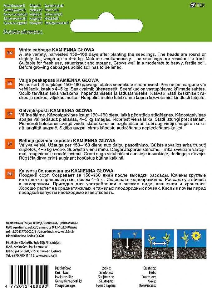 Sėklos Garden Center, žiediniai kopūstai Kamiena Glowa, 1 g