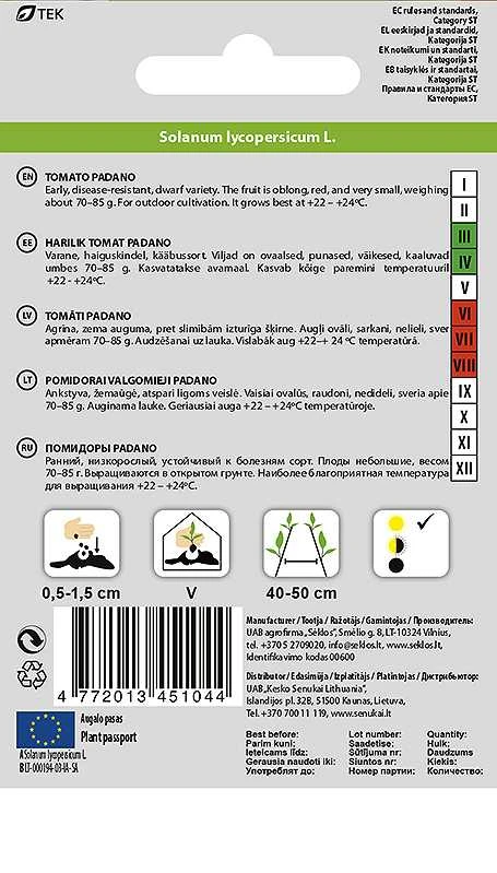 Sėklos Okko, pomidorai PADANO, 0.1 g