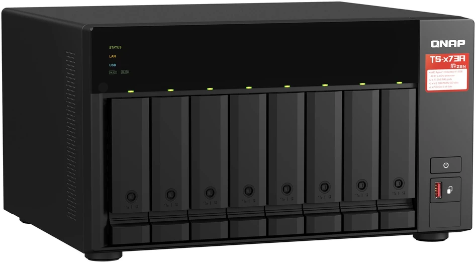 Serveris QNAP | 8 lizdų QTS ir QuTS hero NAS | TS-873A-8G | Iki 8 HDD/SSD su karšto keitimo funkcija | AMD Ryzen | Ryzen V1500B keturių branduolių | Procesoriaus dažnis 2,2 GHz | 8 GB | DDR4