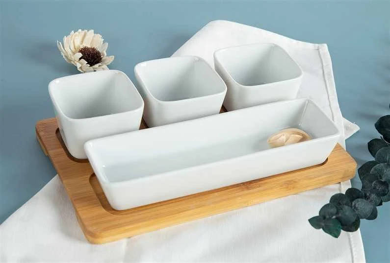 Domoletti SQUARE BOWL BAMBOO PLATTER 26.1X17CM