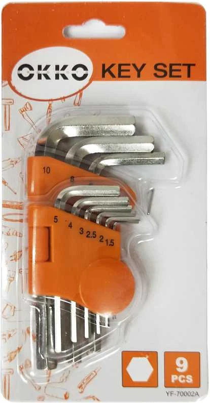 Grąžtas Okko King Tony šešiakampių raktų rinkinys HH F-70002A 9 vnt. 1,5-10