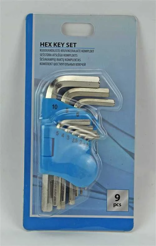 Grąžtas Okko King Tony šešiakampių raktų rinkinys HH F-70002A 9 vnt. 1,5-10