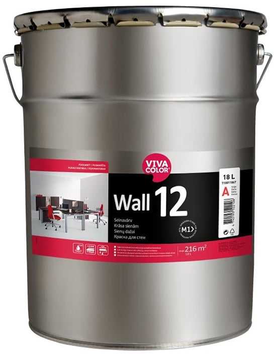 Sienų dažai Vivacolor Wall 12, balti, 18 l