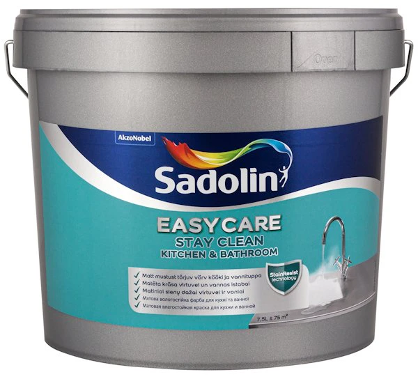 Sienų dažai Sadolin Easycare Kitchen & Bathroom, balta sp., 7.5 l