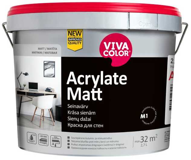 Sienų dažai Vivacolor Acrylate Matt, akriliniai matiniai, 2,7 l