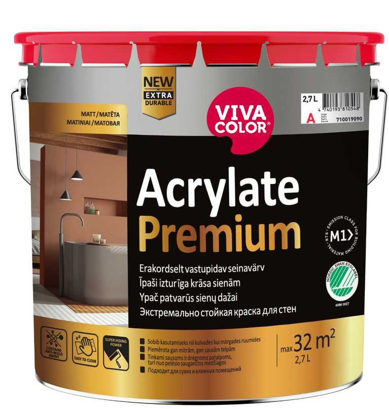 Dažai sienoms Vivacolor ACRYLATE PREMIUM, balti, 18 l