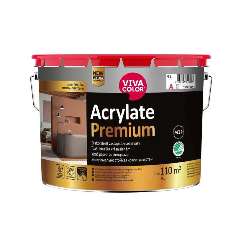 Sienų dažai Vivacolor ACRYLATE PREMIUM, balta sp., 9 l