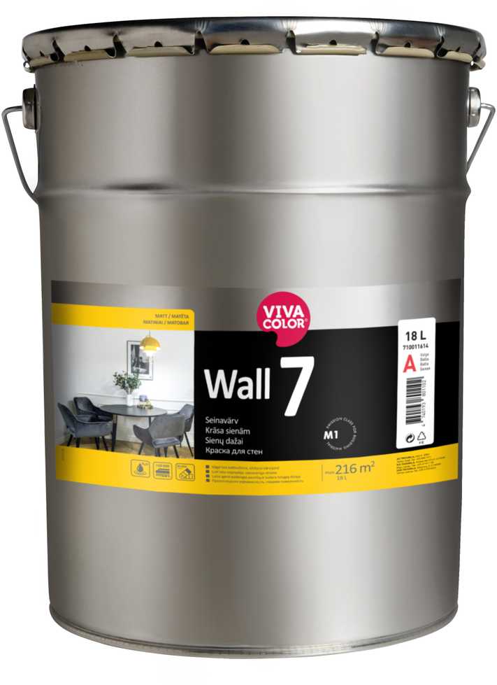 Sienų dažai Vivacolor Wall 7, balti, 18 l