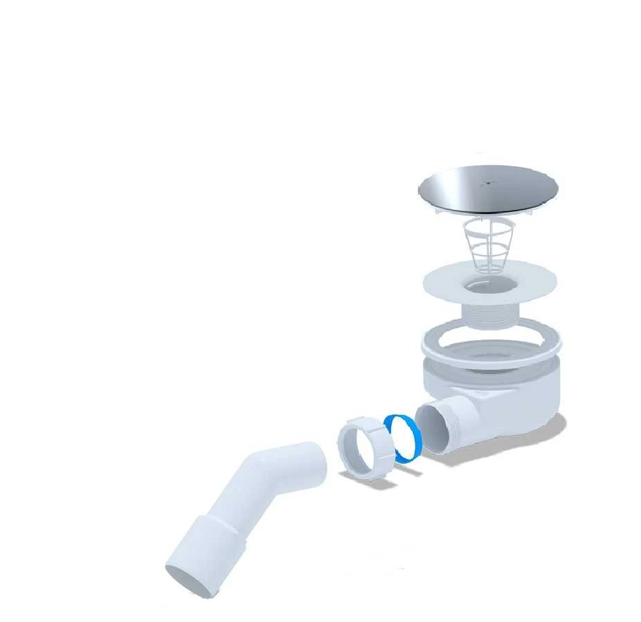 Ani_Plast ŽEMAS SIFONAS DUŠO PADĖKLUI 90MM CHROM