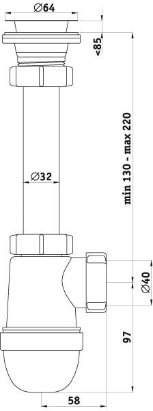 Sifons izlietnei Ani Plast C1000, 310 mm
